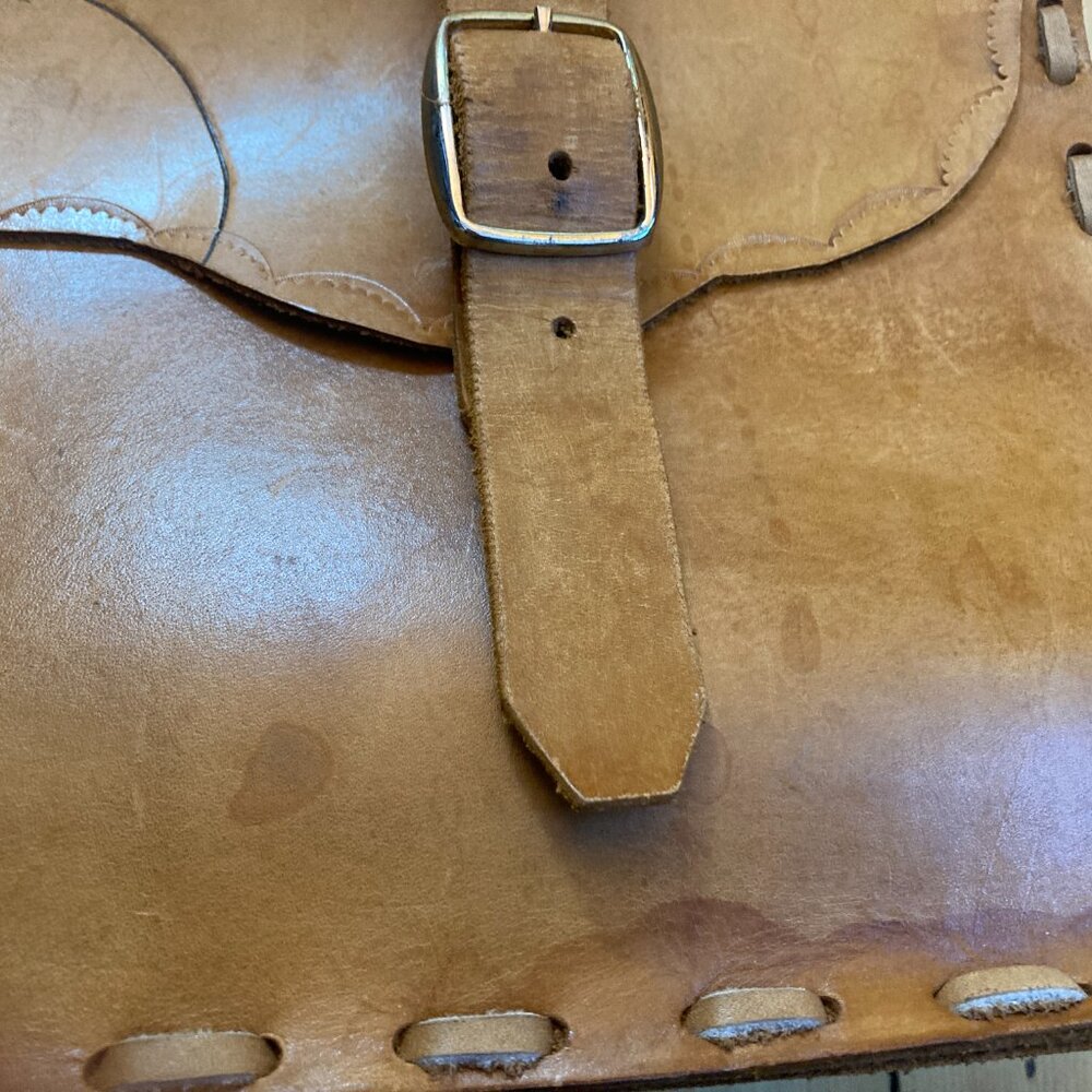 "The little prince" student tan  leather school bag handmade - Picture 5 of 16